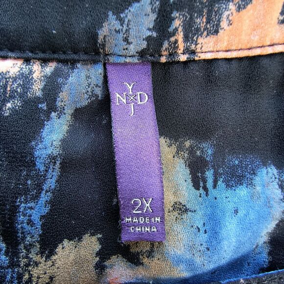 NYDJ Blouse Womens Size 2X Multicolor Artsy Abstract Career Office Geometric - Picture 14 of 16